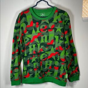 Heineken Camouflage Green and Red Crewneck Sweater